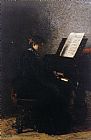 Thomas Eakins Canvas Paintings - Elizabeth at the Piano